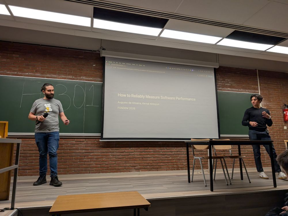 Kemal and Augusto presenting at the Software Performance Devroom